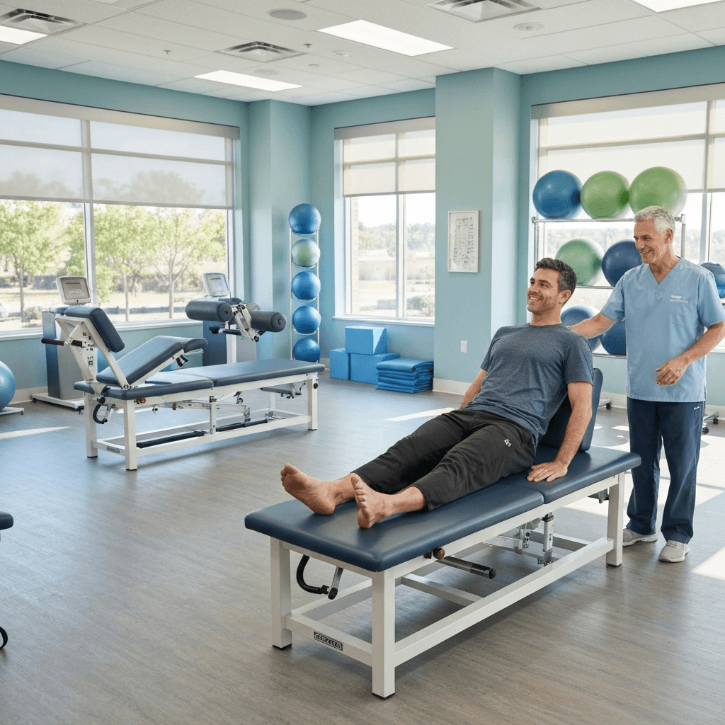 Modern rehabilitation center with spine-specific equipment