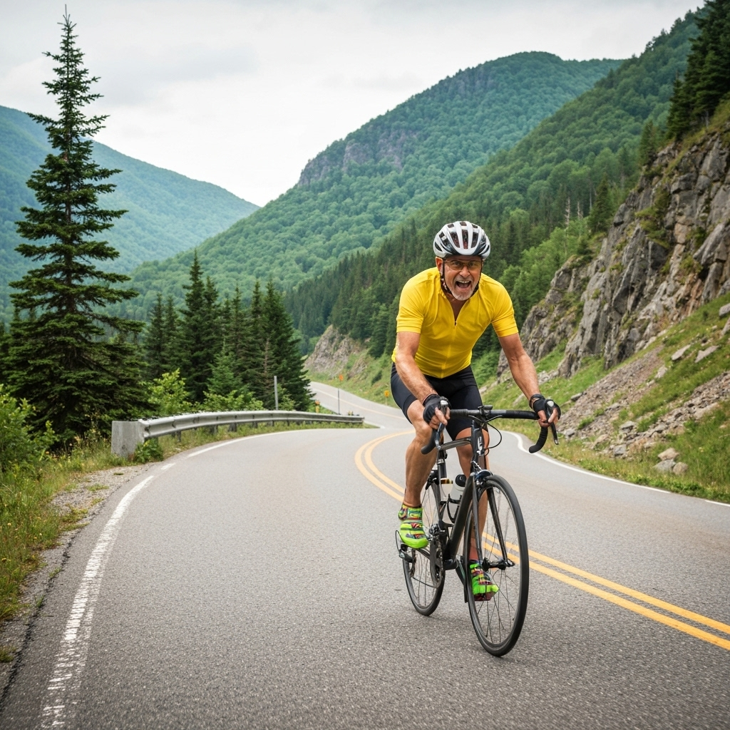 Active cyclist enjoying mountain biking after spine surgery
